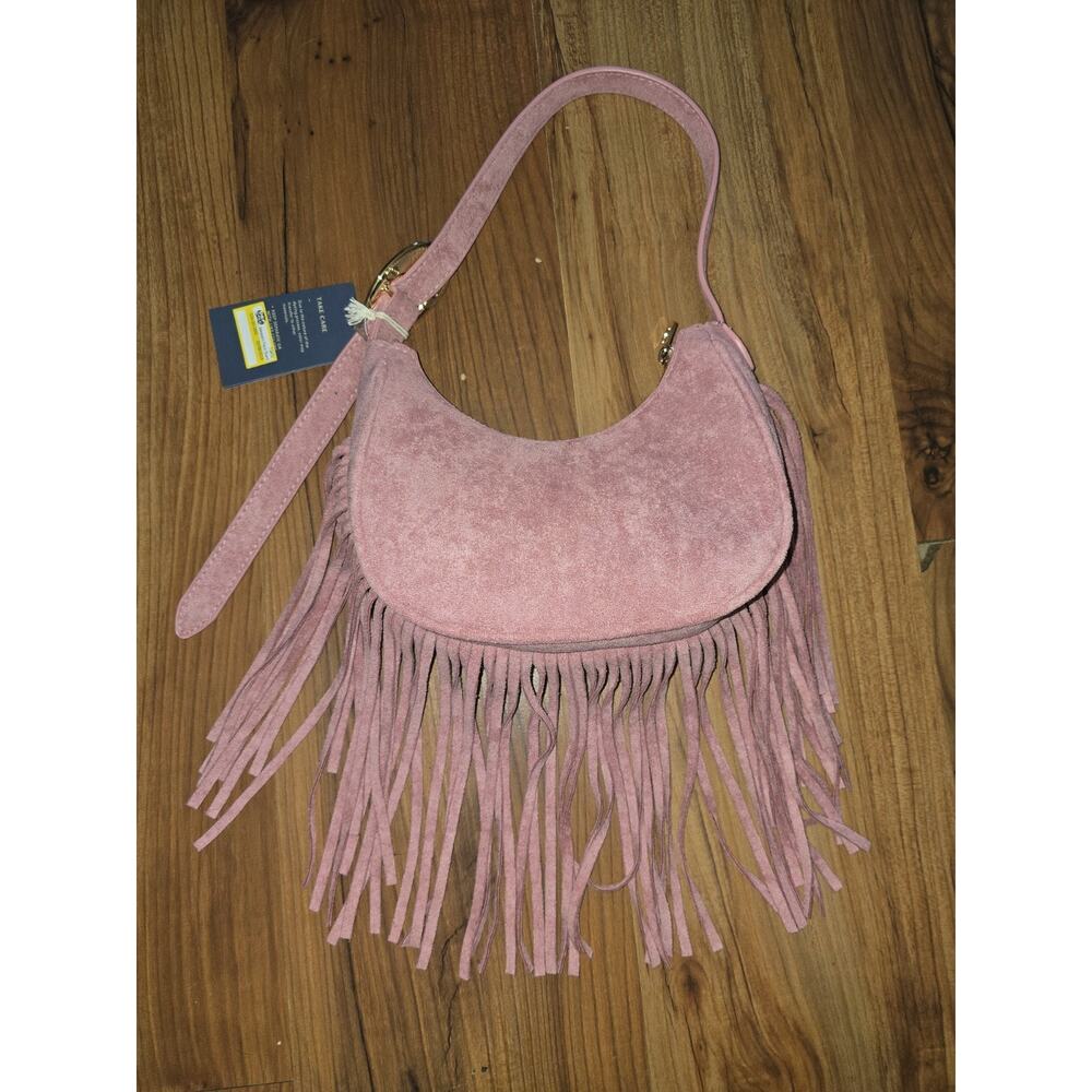 Western Faux Suede Fringe Shoulder Bag Purse - Universal Thread Pink - Picture 2 of 8